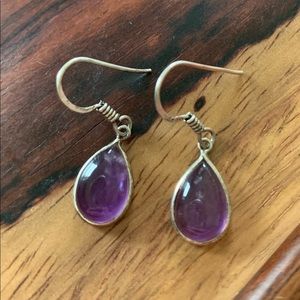 Amethyst and Sterling Silver Dangle Earrings